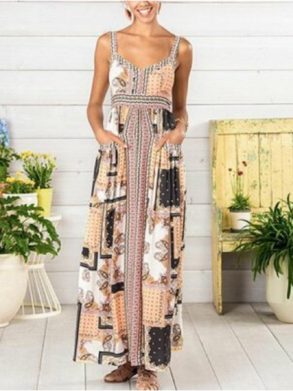 Matilda Jane Adventure Begins Perfectly Paisley Patchwork Maxi Dress - Sz S